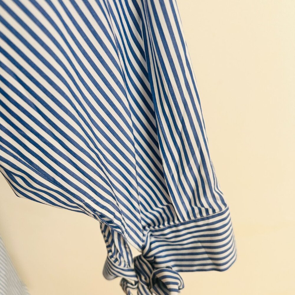 Lafayette 148 Blue White Old Money Crisp Shirt Dress M - Picture 6 of 8